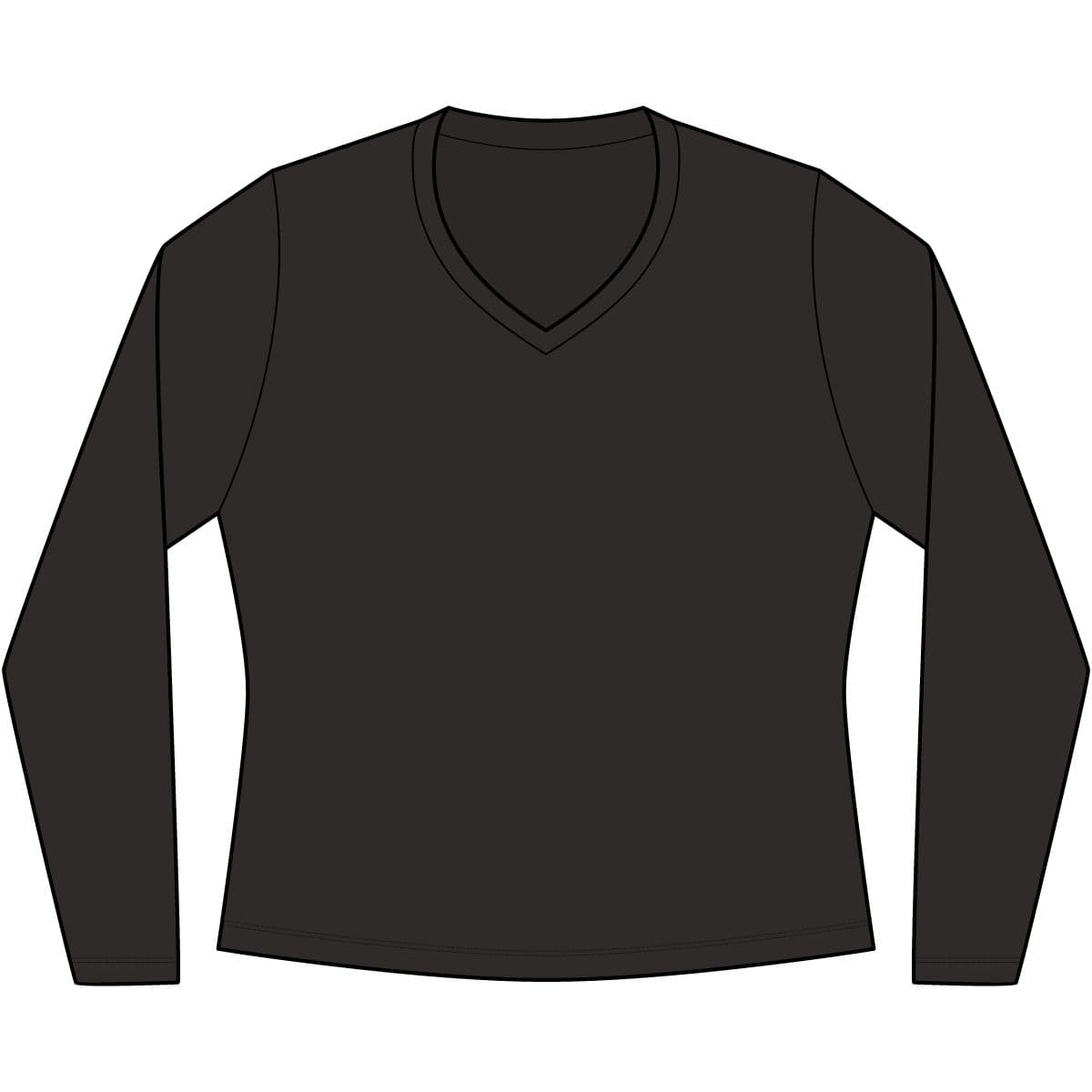 Plain black women's very important tee long sleeve v-neck, front view