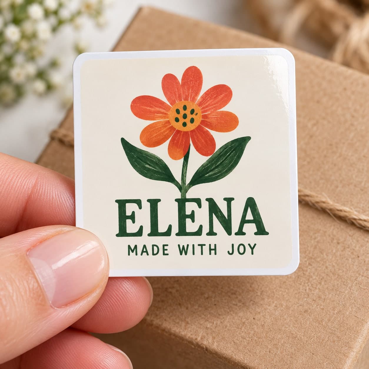 Custom Glossy Square Vinyl Sticker with Your Photo or Text
