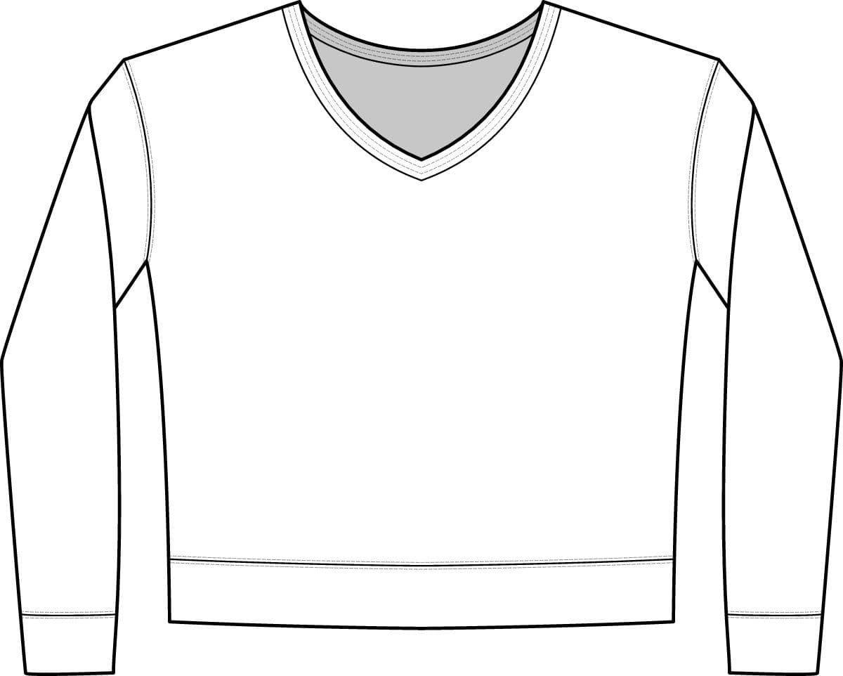 Plain white garment-dyed v-neck sweatshirt, front view