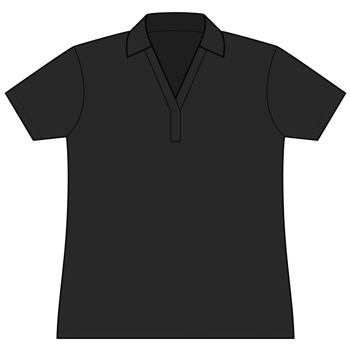 Plain black women's cotton touch performance polo, front view