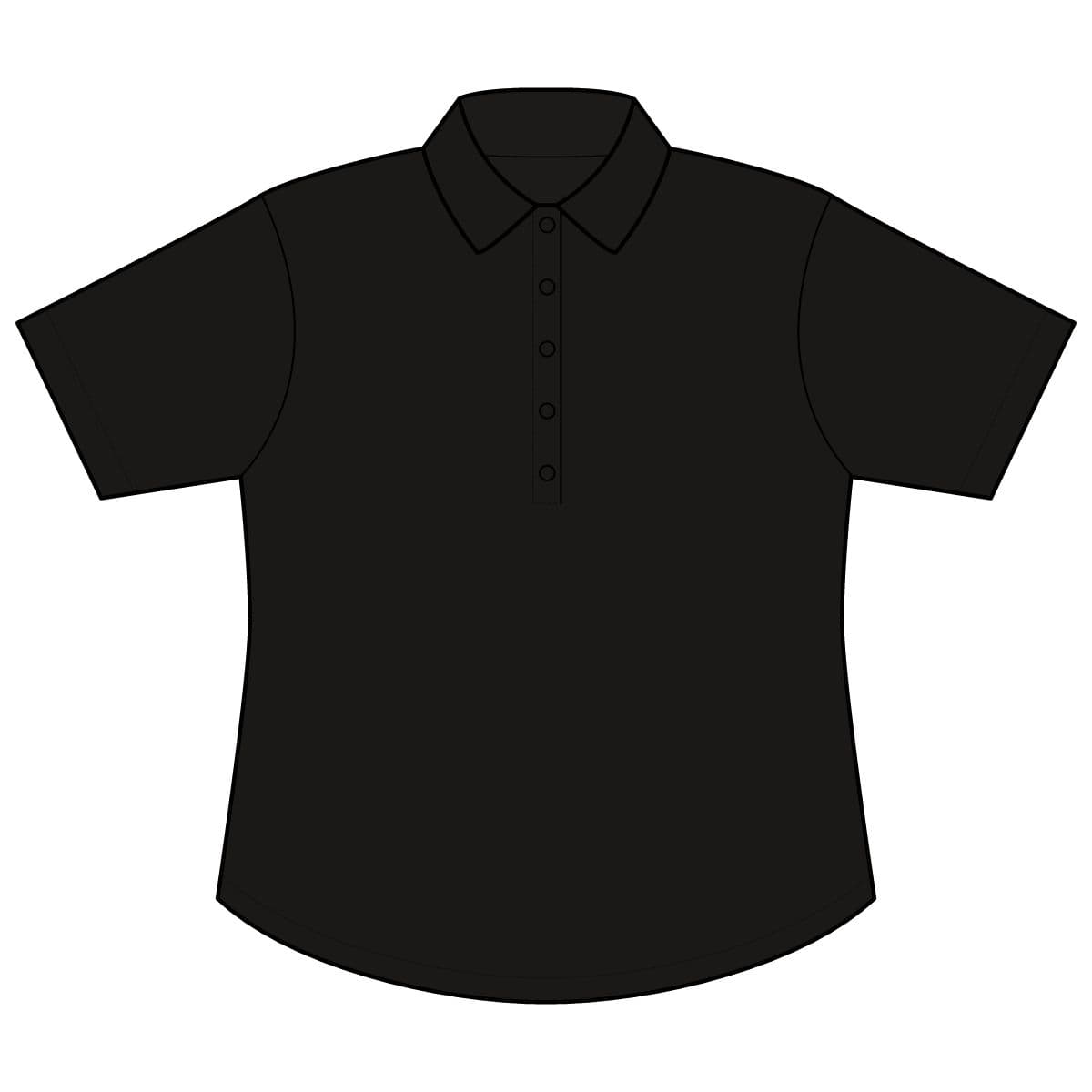Plain deep black women's superpro react polo, front view