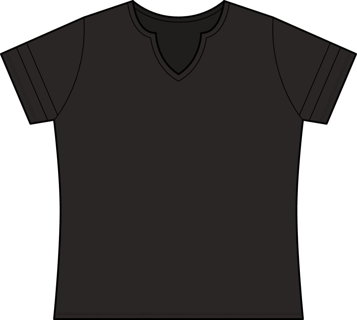 Plain black/ deep red women's halftime notch neck tee, front view