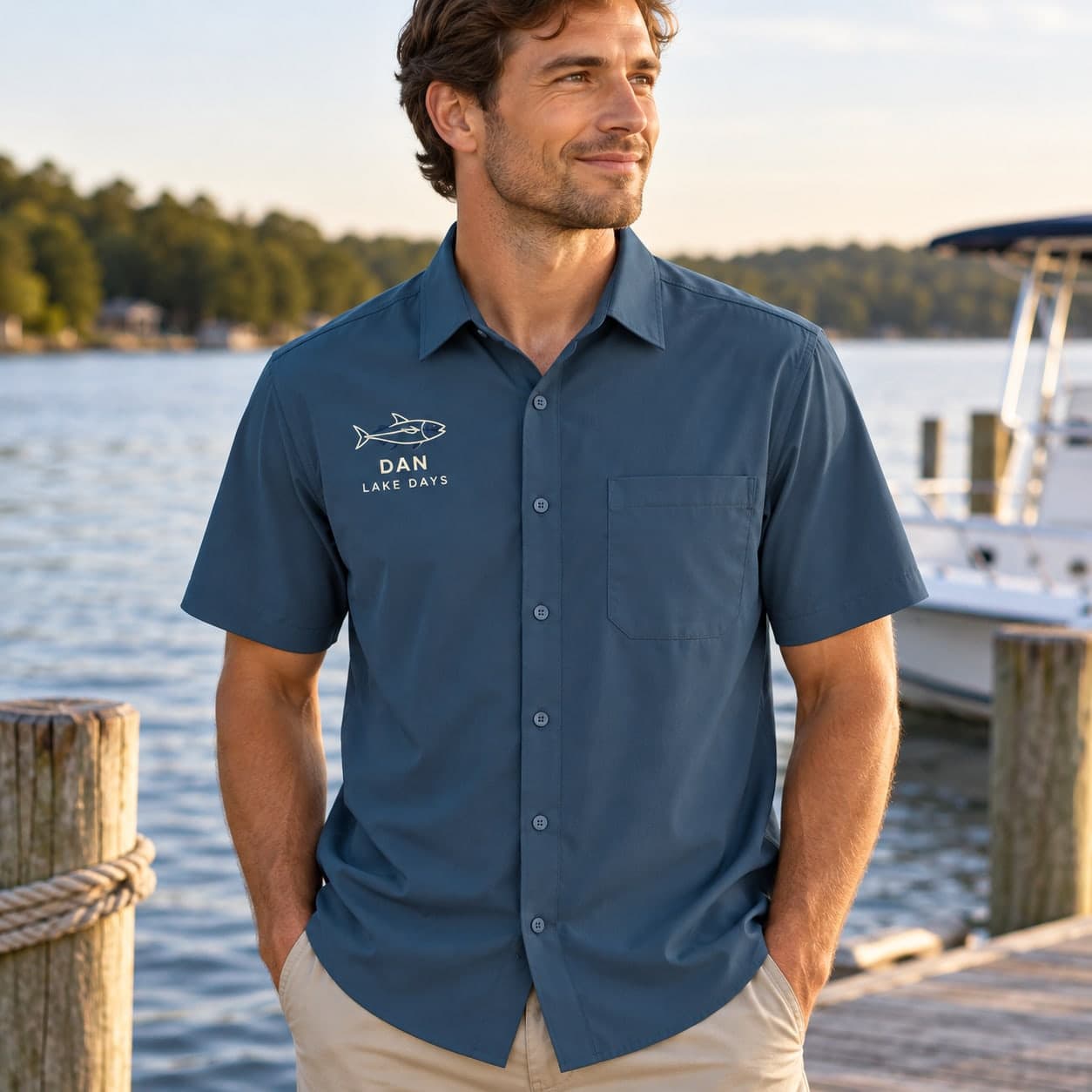 Custom Short Sleeve Stretch Fishing Shirt with Your Photo or Text