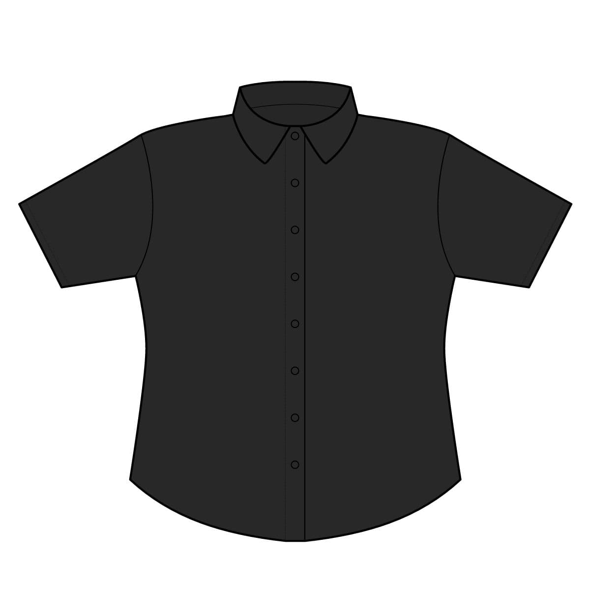Plain black women's short sleeve superpro twill shirt, front view