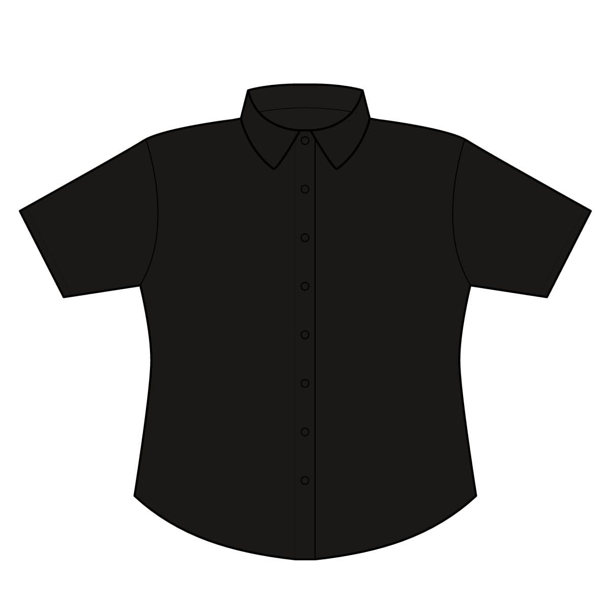 Plain deep black women's short sleeve superpro react twill shirt, front view