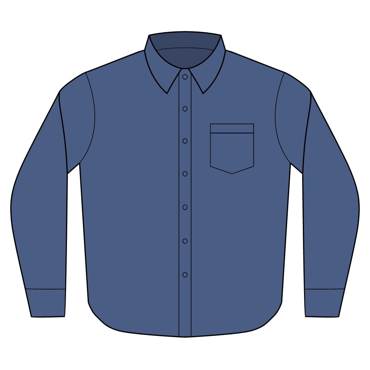 Plain dark blue stonewashed heavyweight denim shirt, front view