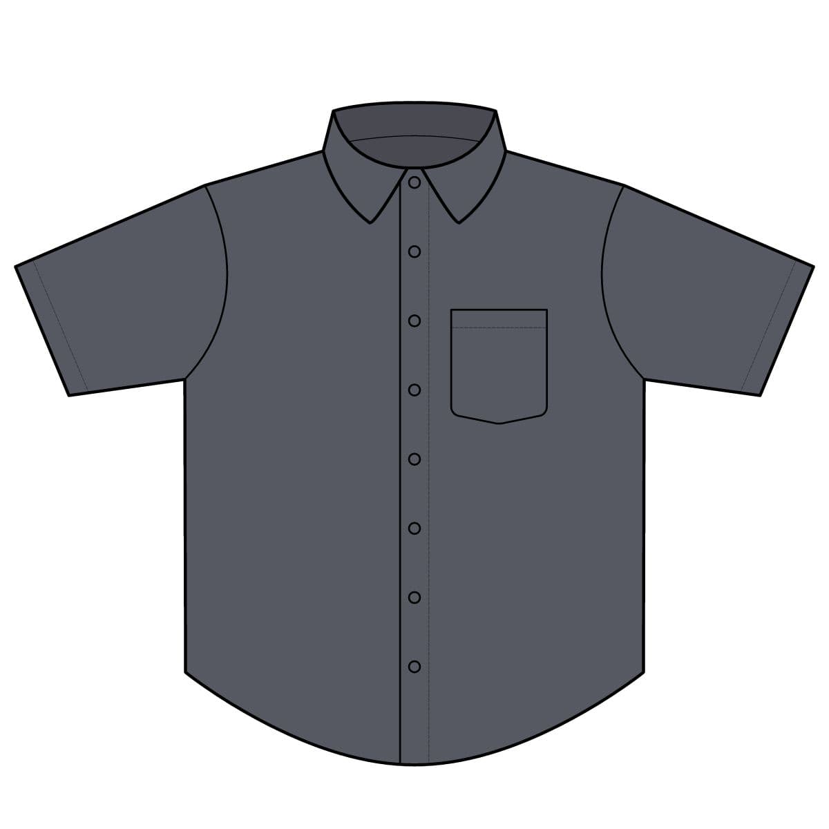 Plain black short sleeve superpro oxford shirt, front view