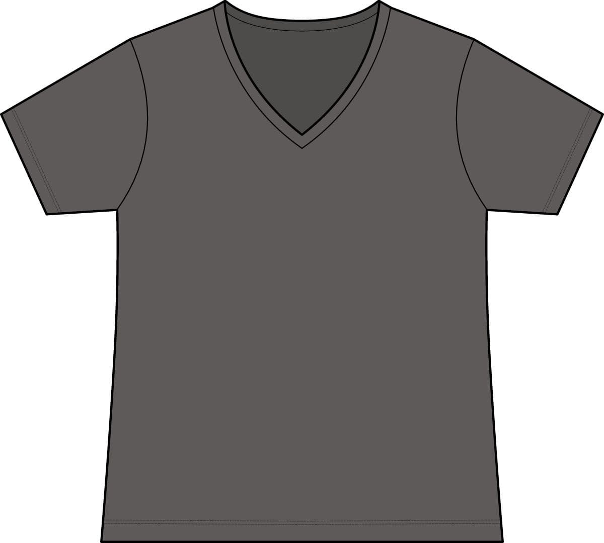 Plain charcoal women's performance blend v-neck tee, front view