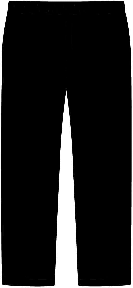 Plain black wind pant, front view