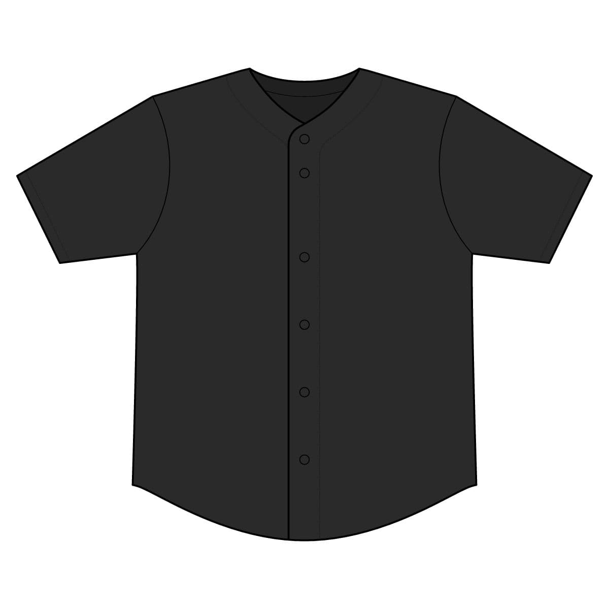 Plain black posicharge tough mesh full-button jersey, front view