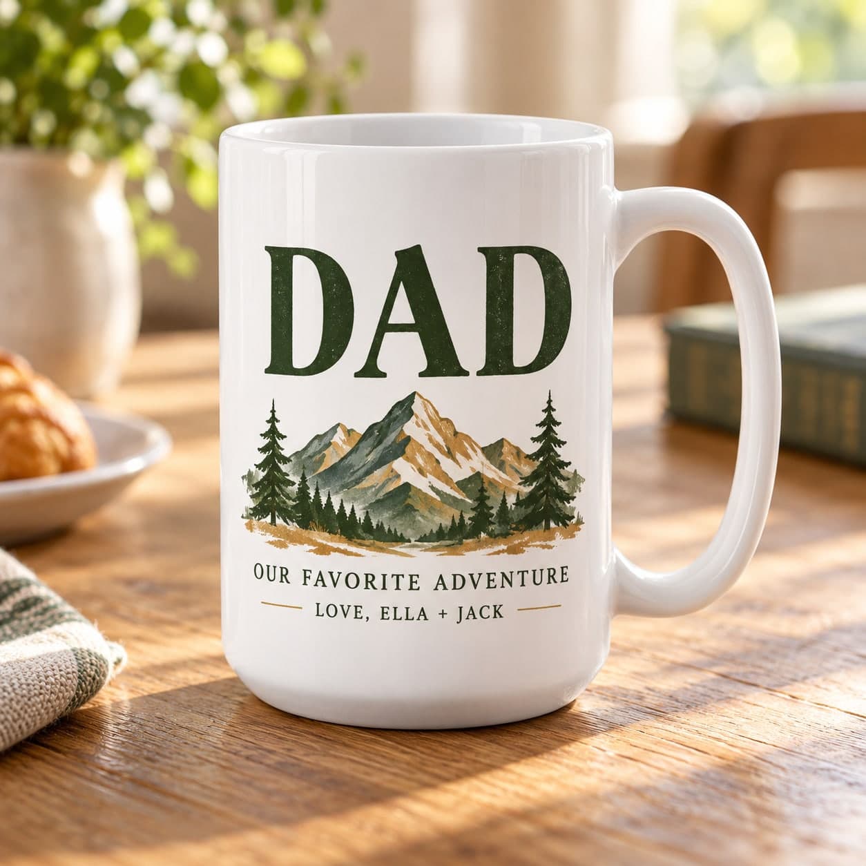Custom 15 oz White Ceramic Mug with Your Photo or Text