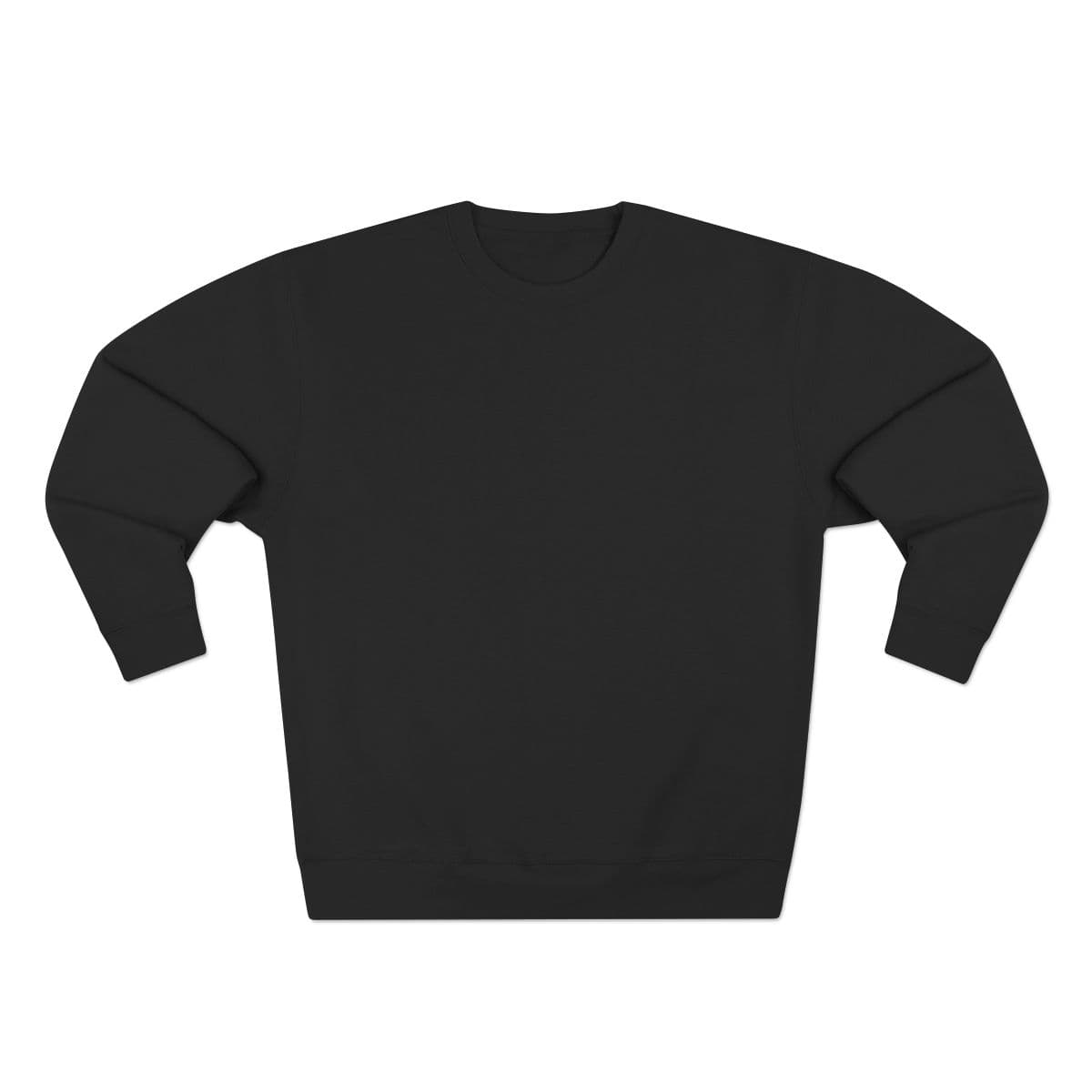 Plain black unisex crewneck sweatshirt, front view