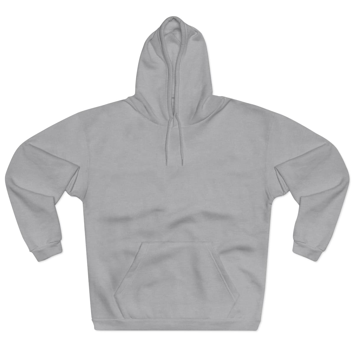 Plain heather grey unisex pullover hoodie, front view