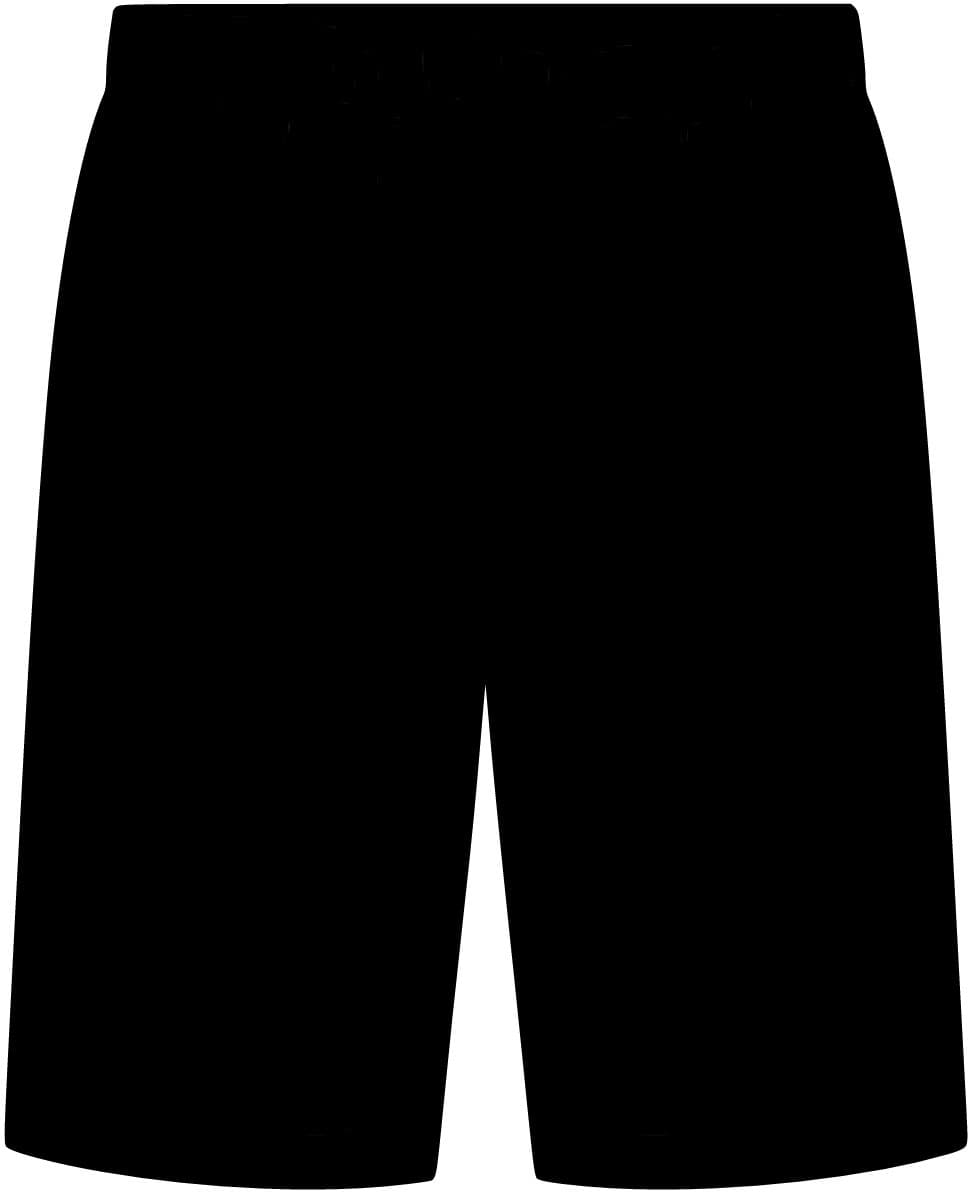Plain black jersey knit short with pockets, front view