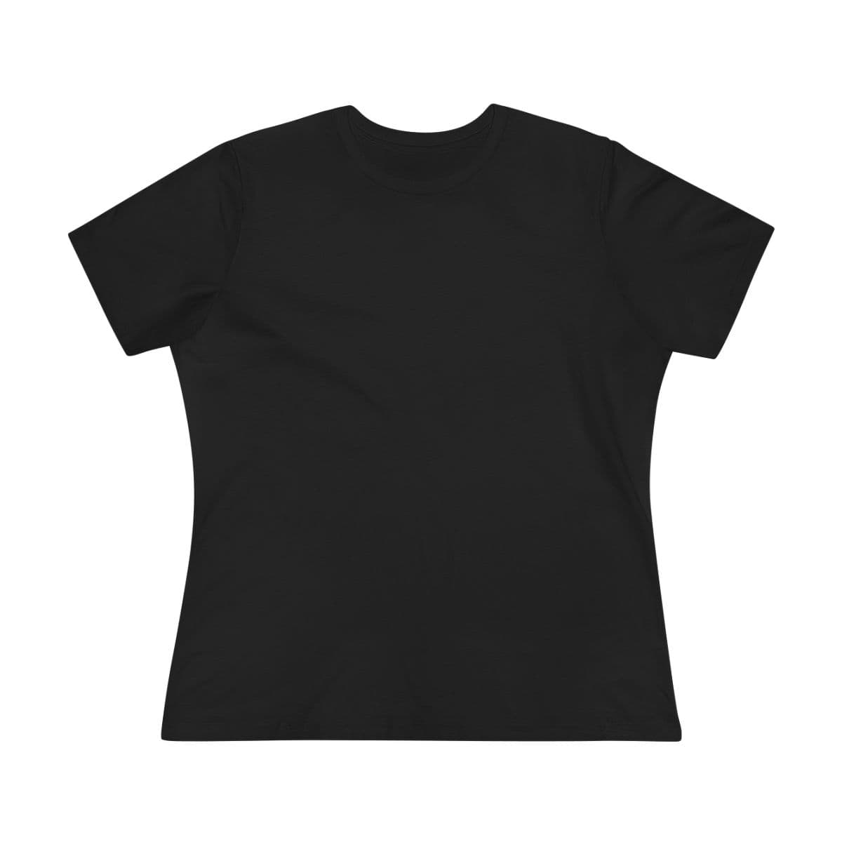 Plain black women's cotton tee, front view