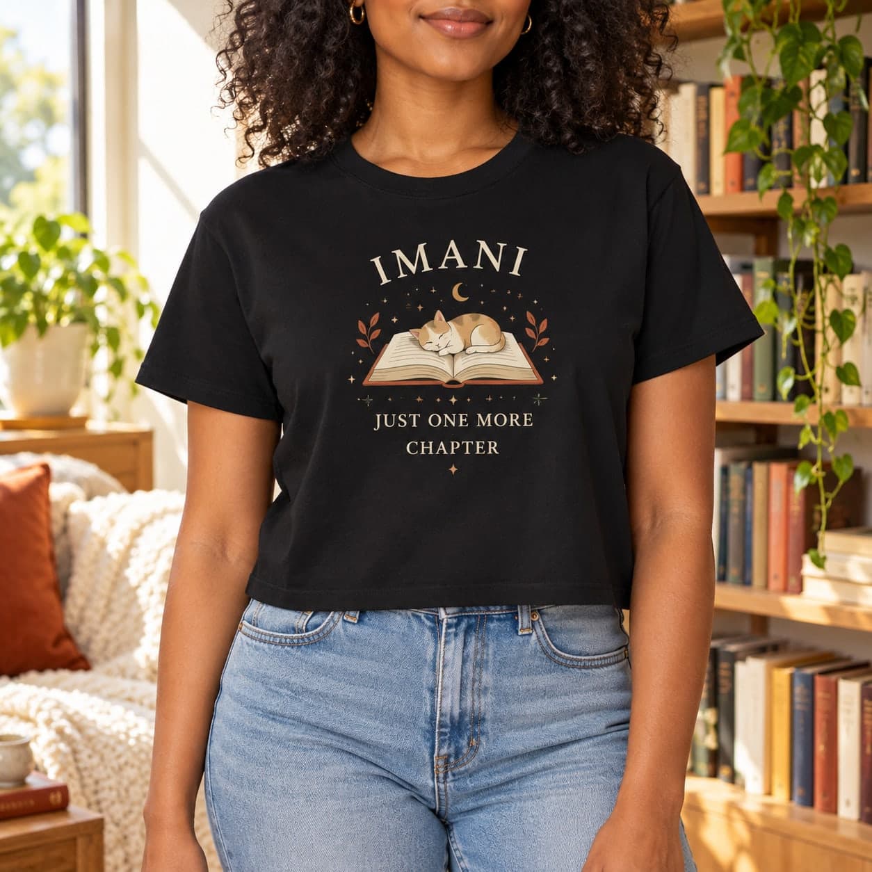 Custom Women's Boxy Cotton Blend Crop Top with Your Photo or Text