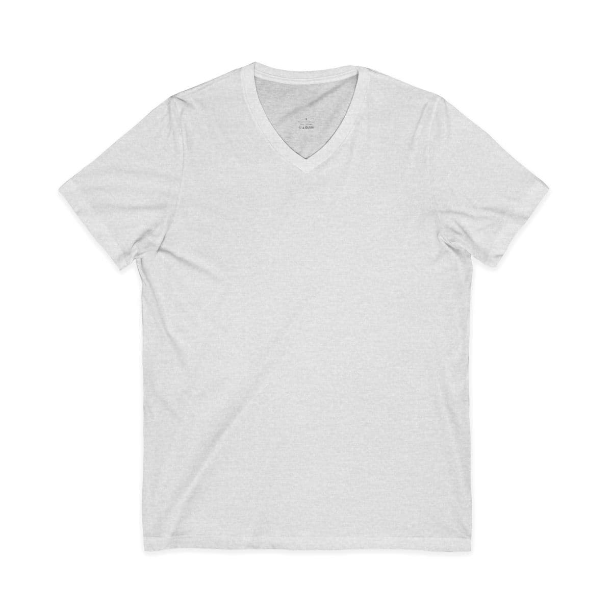 Plain ash unisex jersey short sleeve v-neck tee, front view