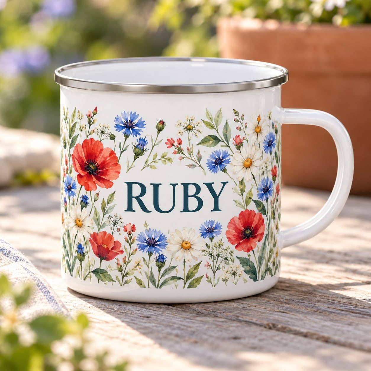 Custom Stainless Steel Enamel Camping Mug with Your Photo or Text
