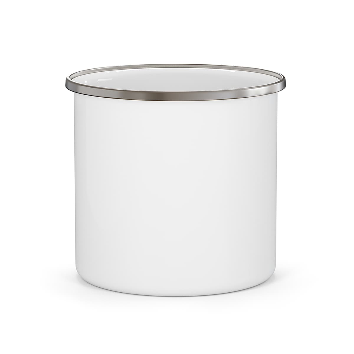 Plain enamel camping mug, front view