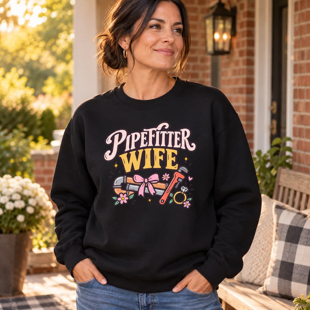 Pipefitter Wife Sweatshirt – Proud Trade Family Pipes Wrench and Ring