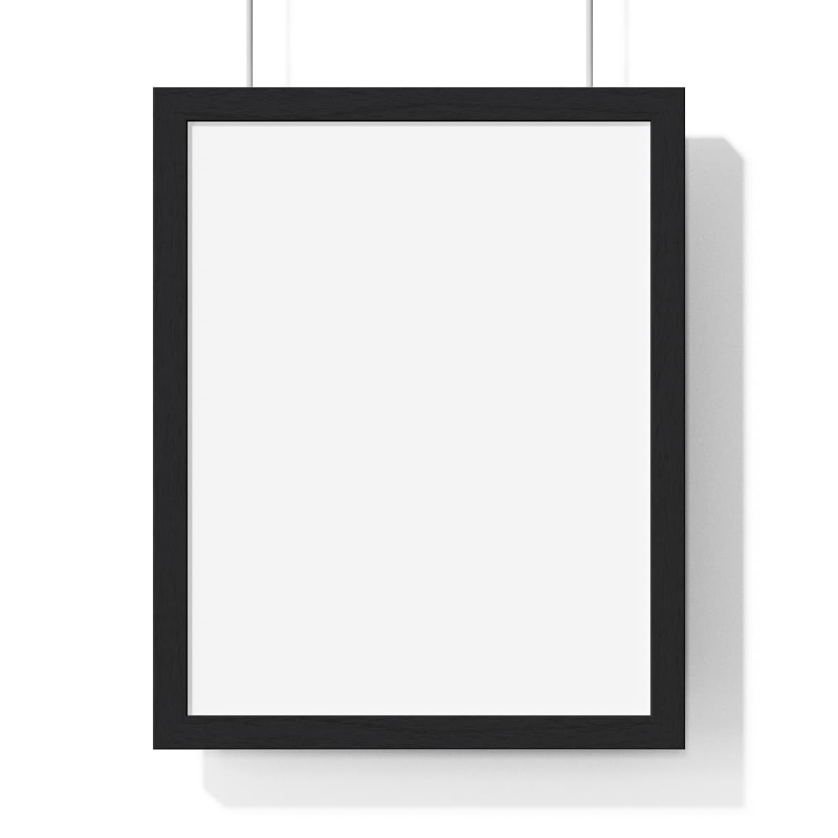 Plain black vertical framed poster, front view