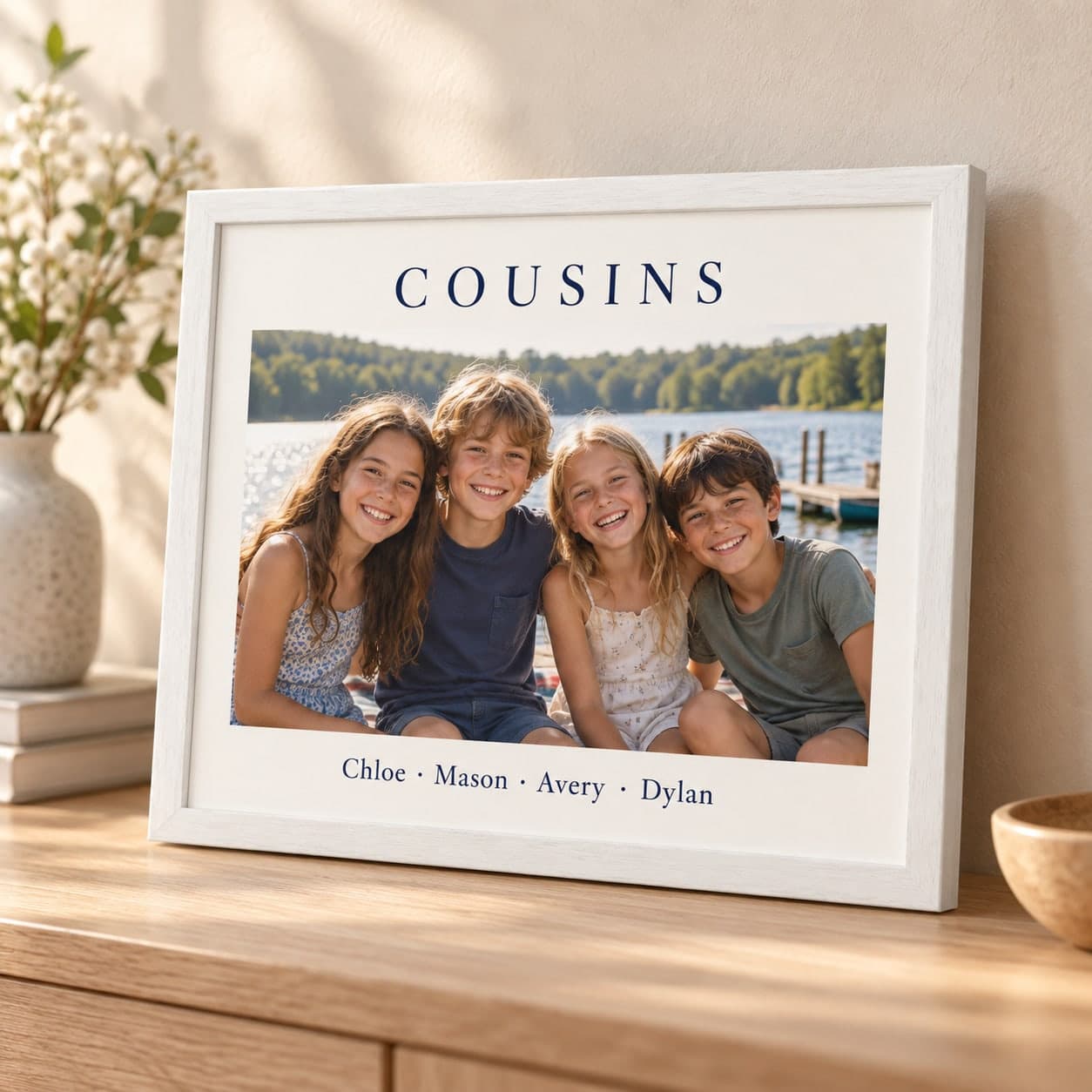 Custom Horizontal Wood Framed Poster with Your Photo or Text