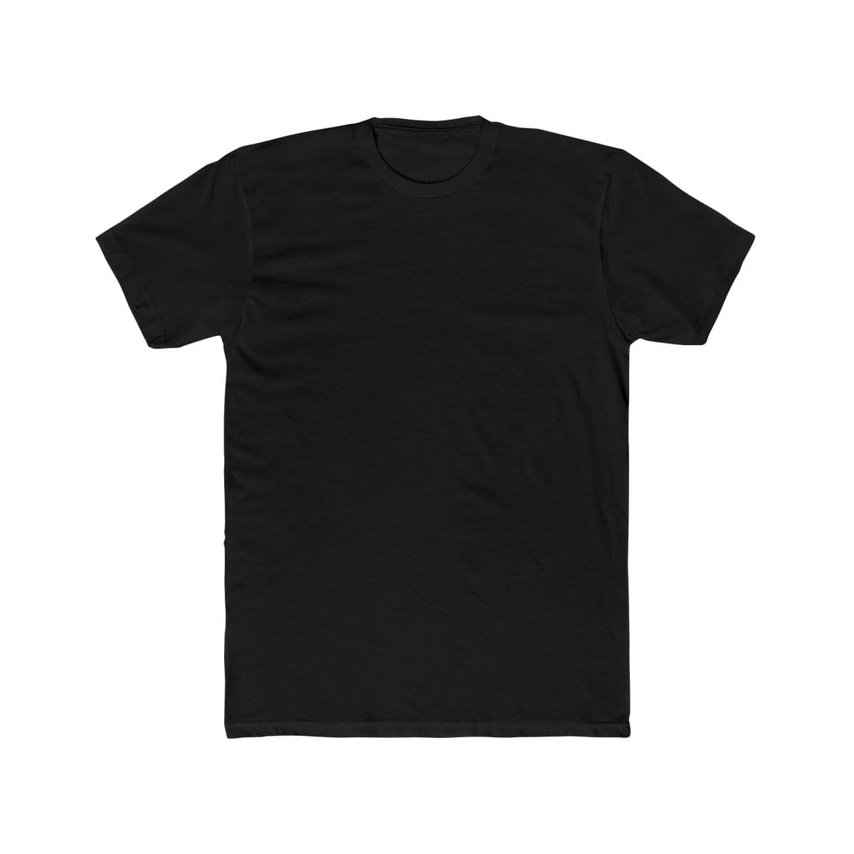 Plain solid black unisex cotton crew tee, front view