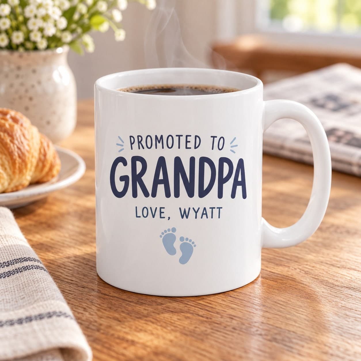 Custom 11 oz Rounded Corner White Ceramic Mug with Your Photo or Text