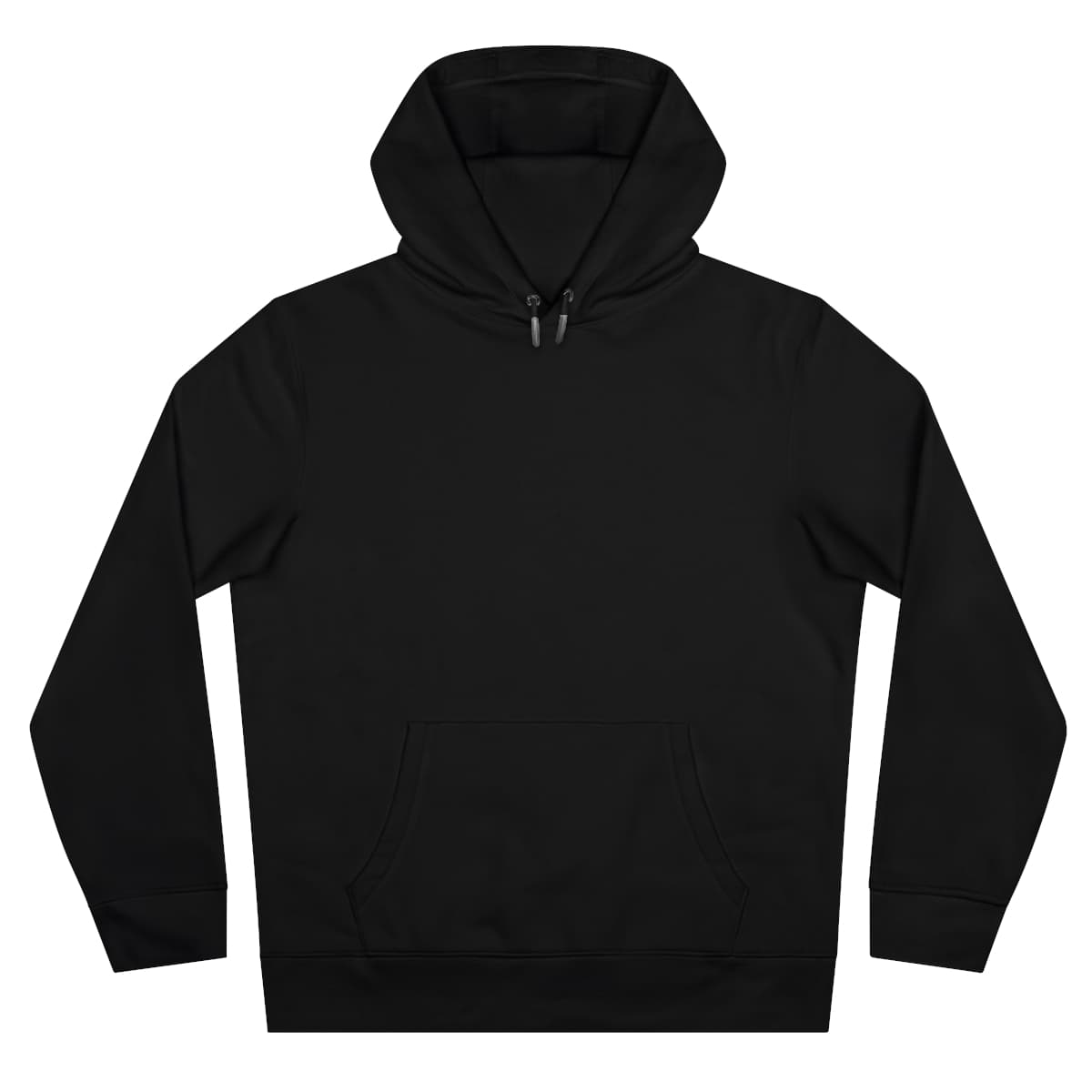 Plain black pure king hooded sweatshirt, front view