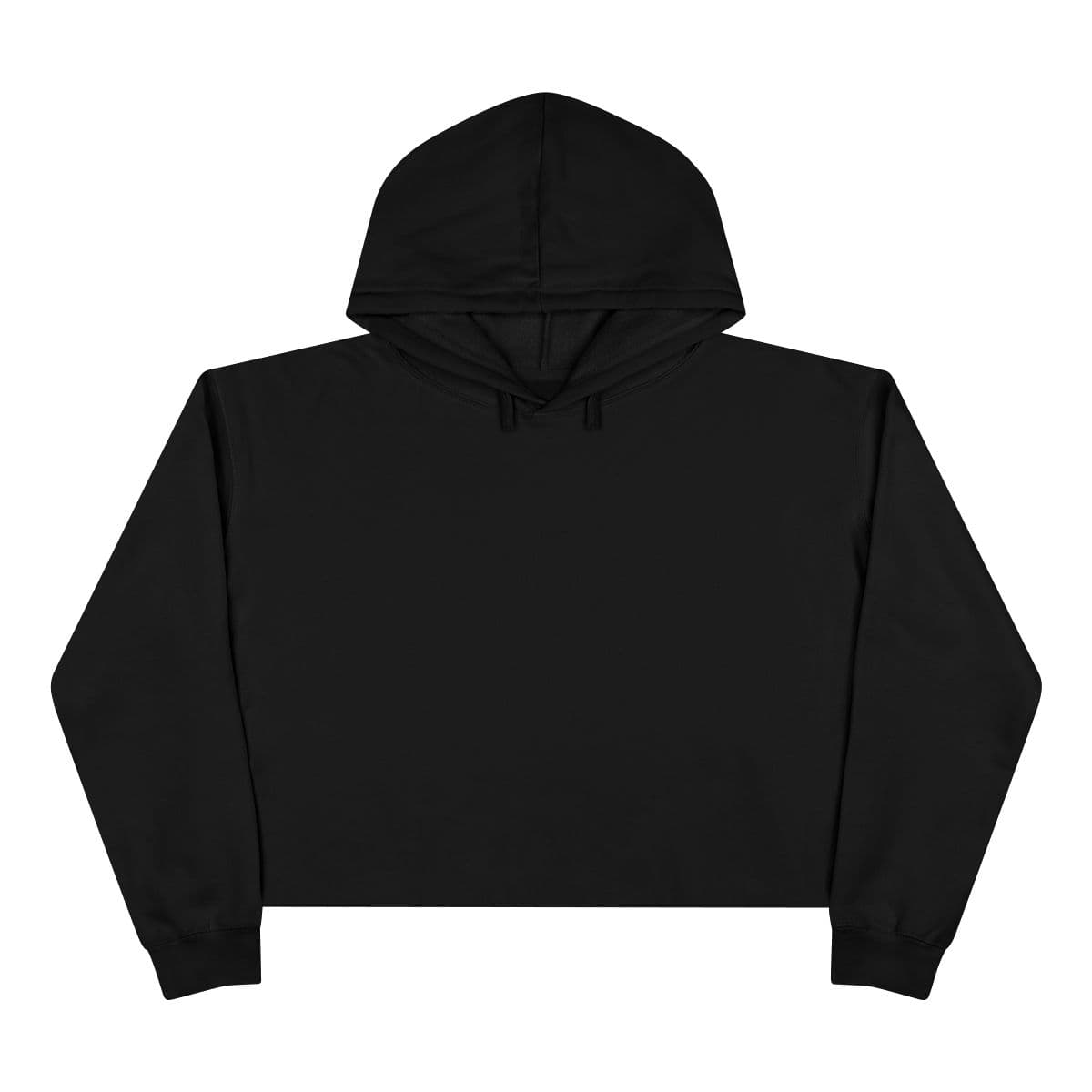 Plain black crop hoodie, front view