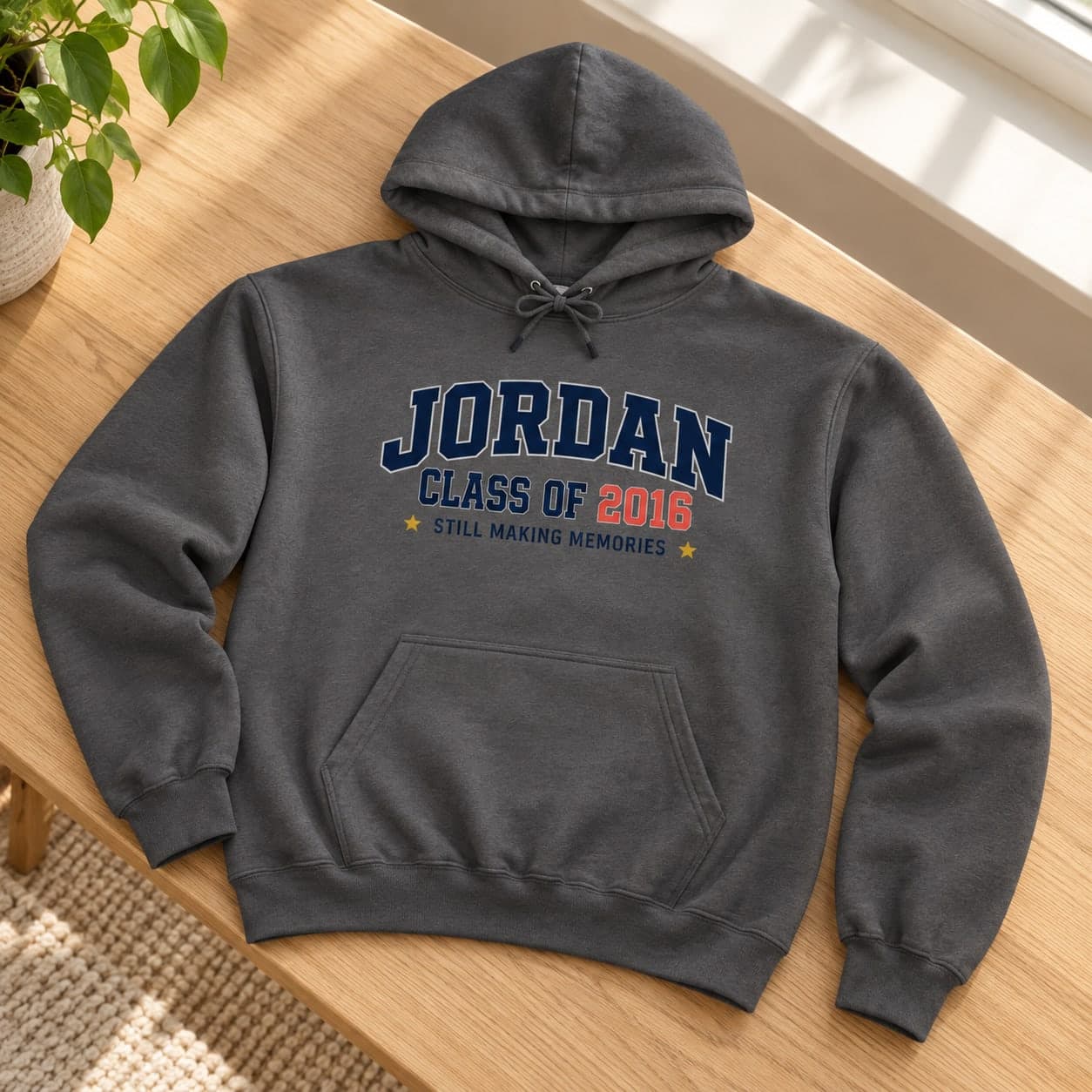 Custom Medium-Weight Two-Ply Fleece Hoodie with Your Photo or Text