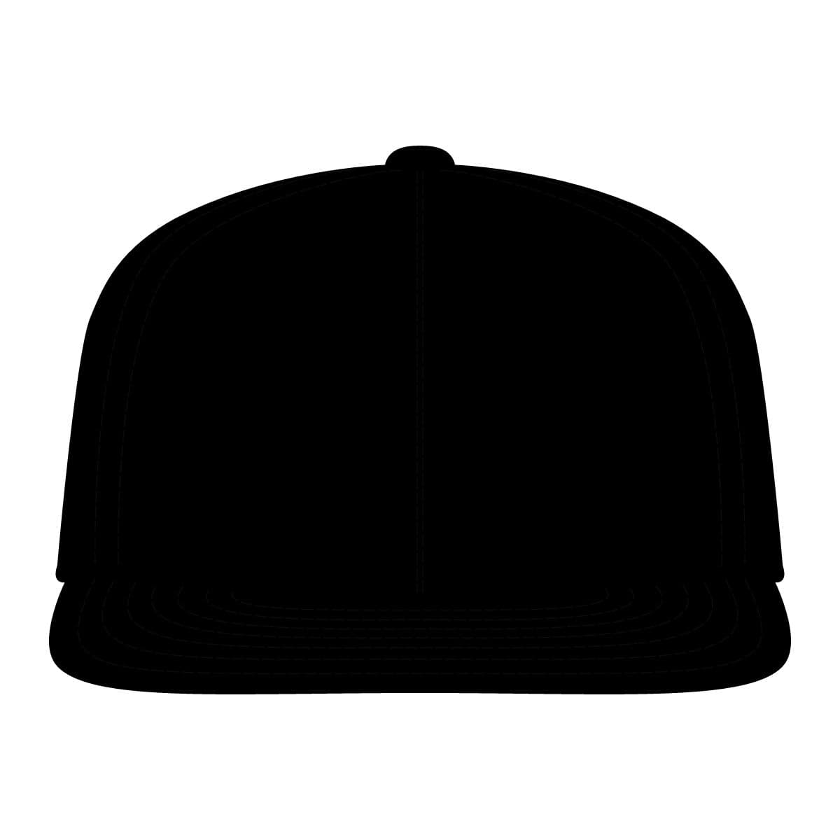 Plain black flexfit flat bill cap, front view