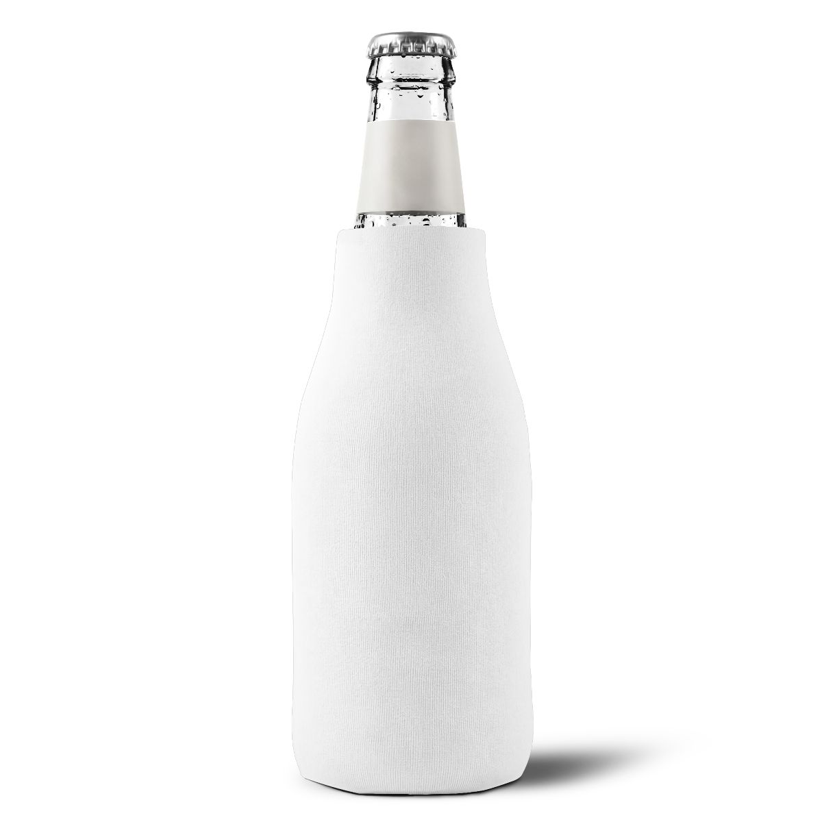 Plain zip-up bottle cooler sleeve, front view