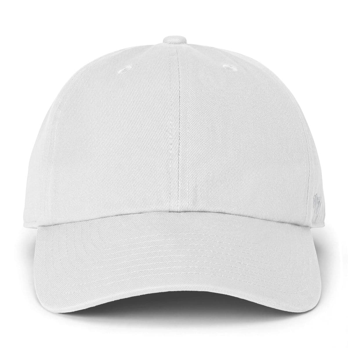 Plain white clean up cap, front view