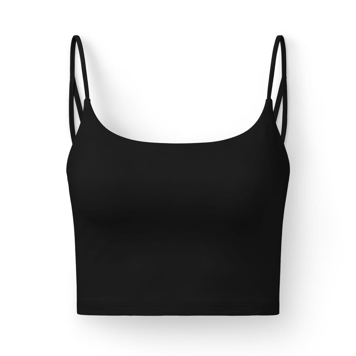 Plain black women's luxe bra, front view