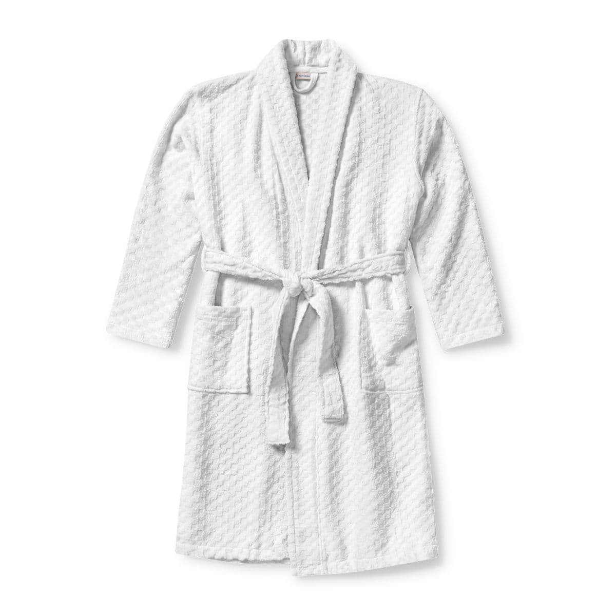 Plain unisex terry shawl robe (embroidery), front view