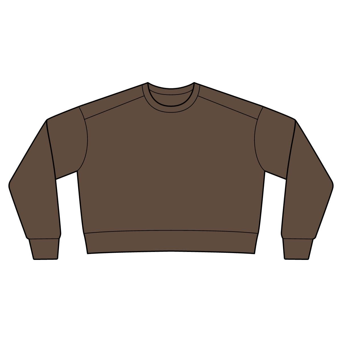 Plain espresso women's garment-dyed mid-length crewneck sweatshirt, front view