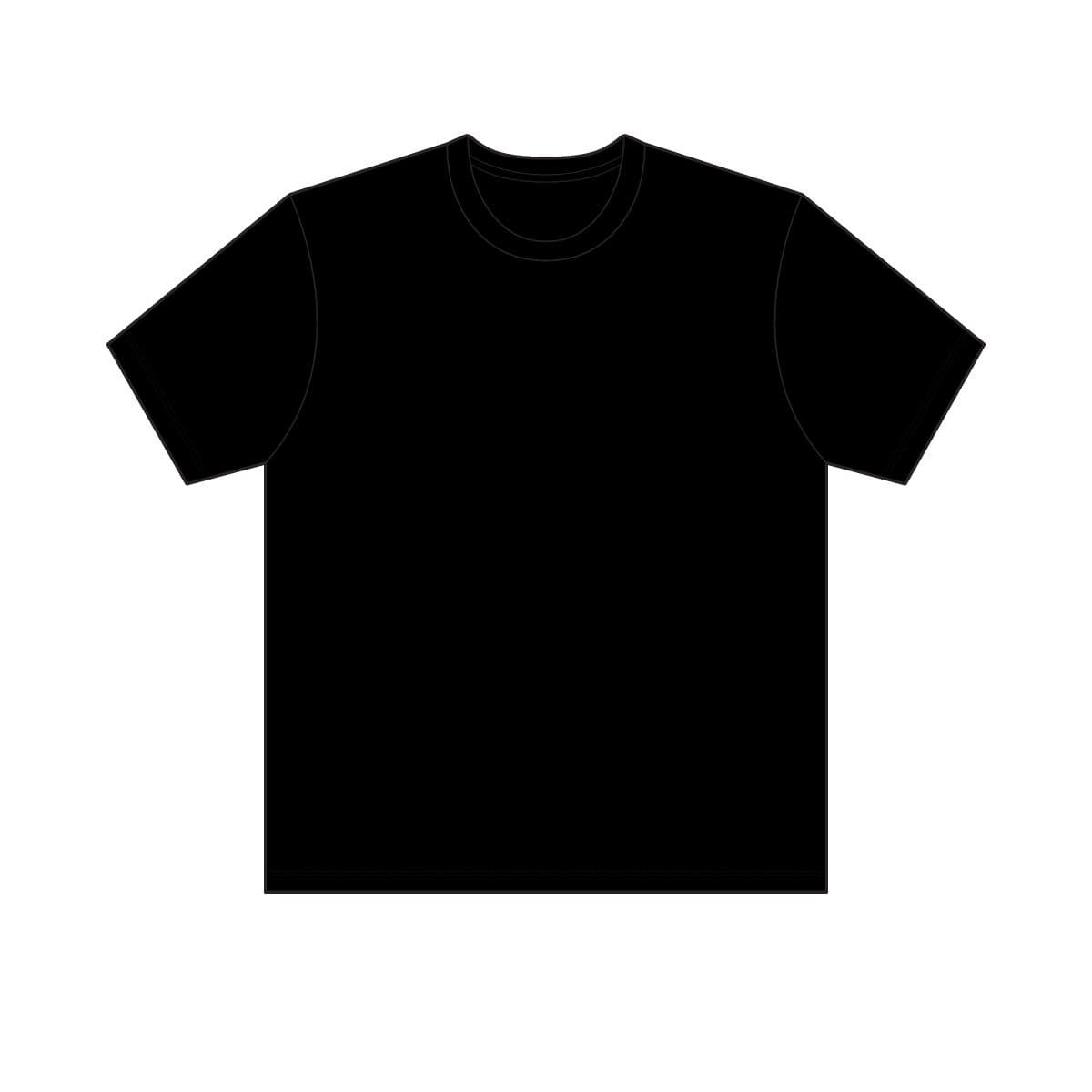 Plain black men's cotton tee, front view