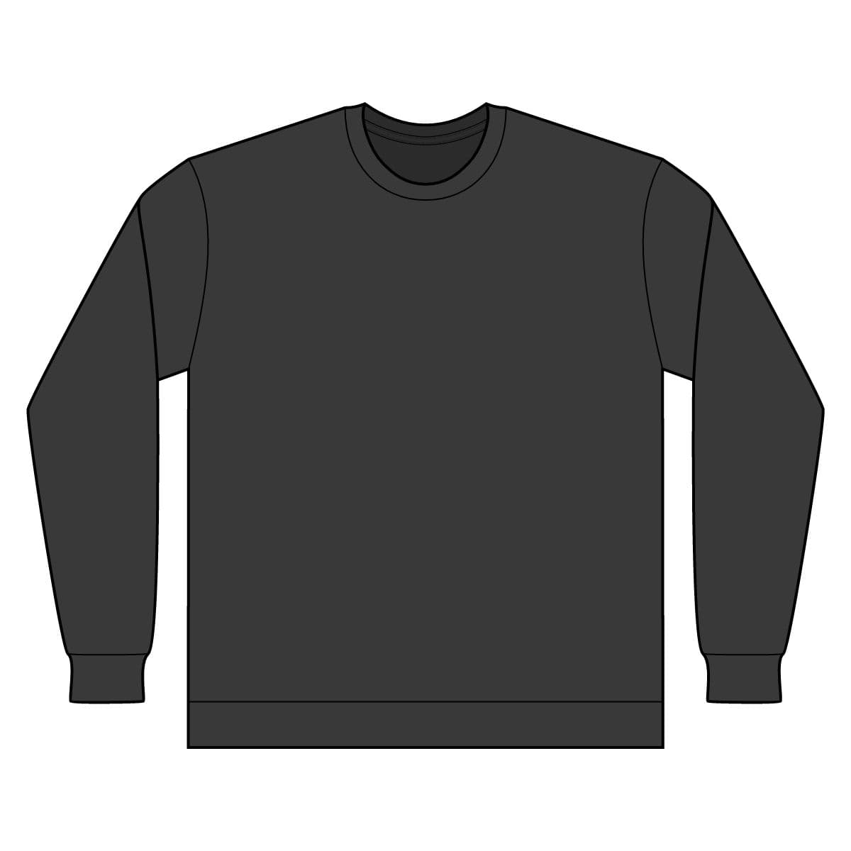 Plain heather black men's cotton polyester crewneck sweatshirt, front view