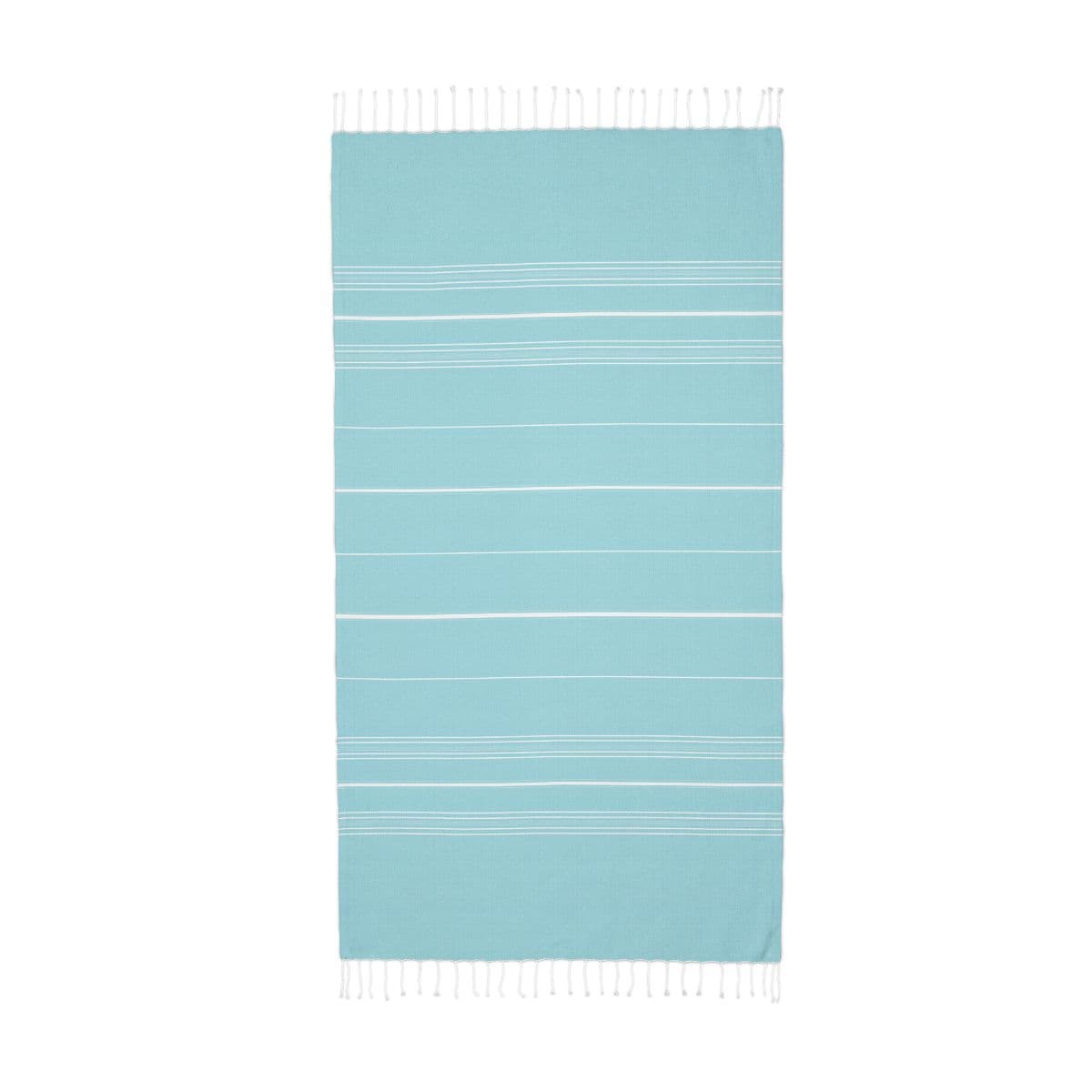 Plain aquamarine/ white cali throw (embroidery), front view