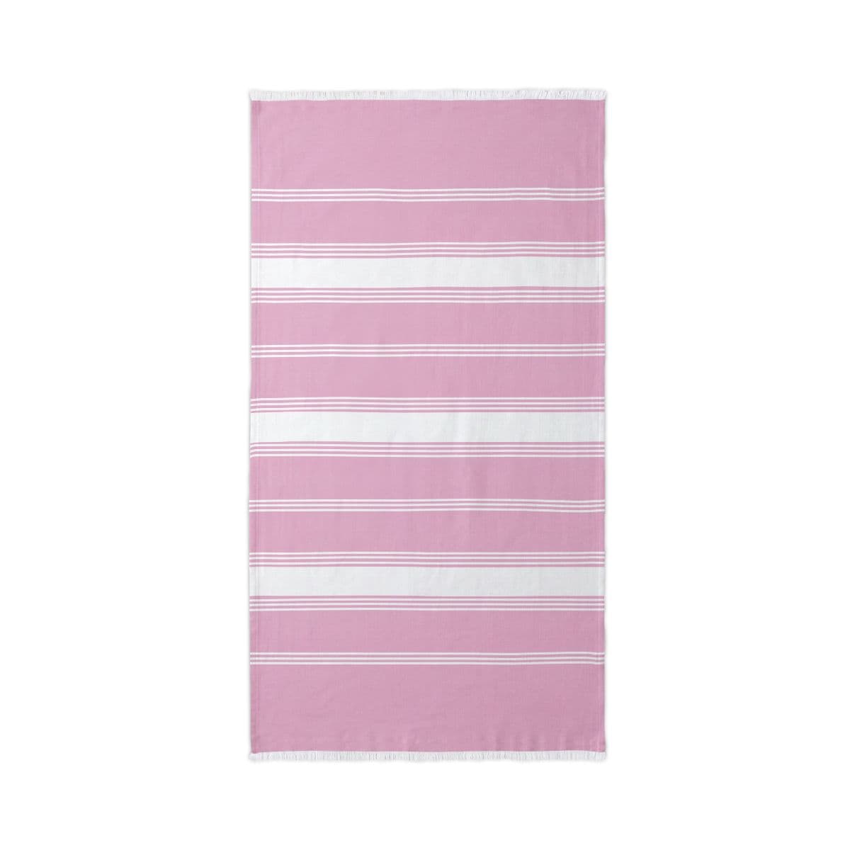 Plain awareness pink/ white beach throw (embroidery), front view