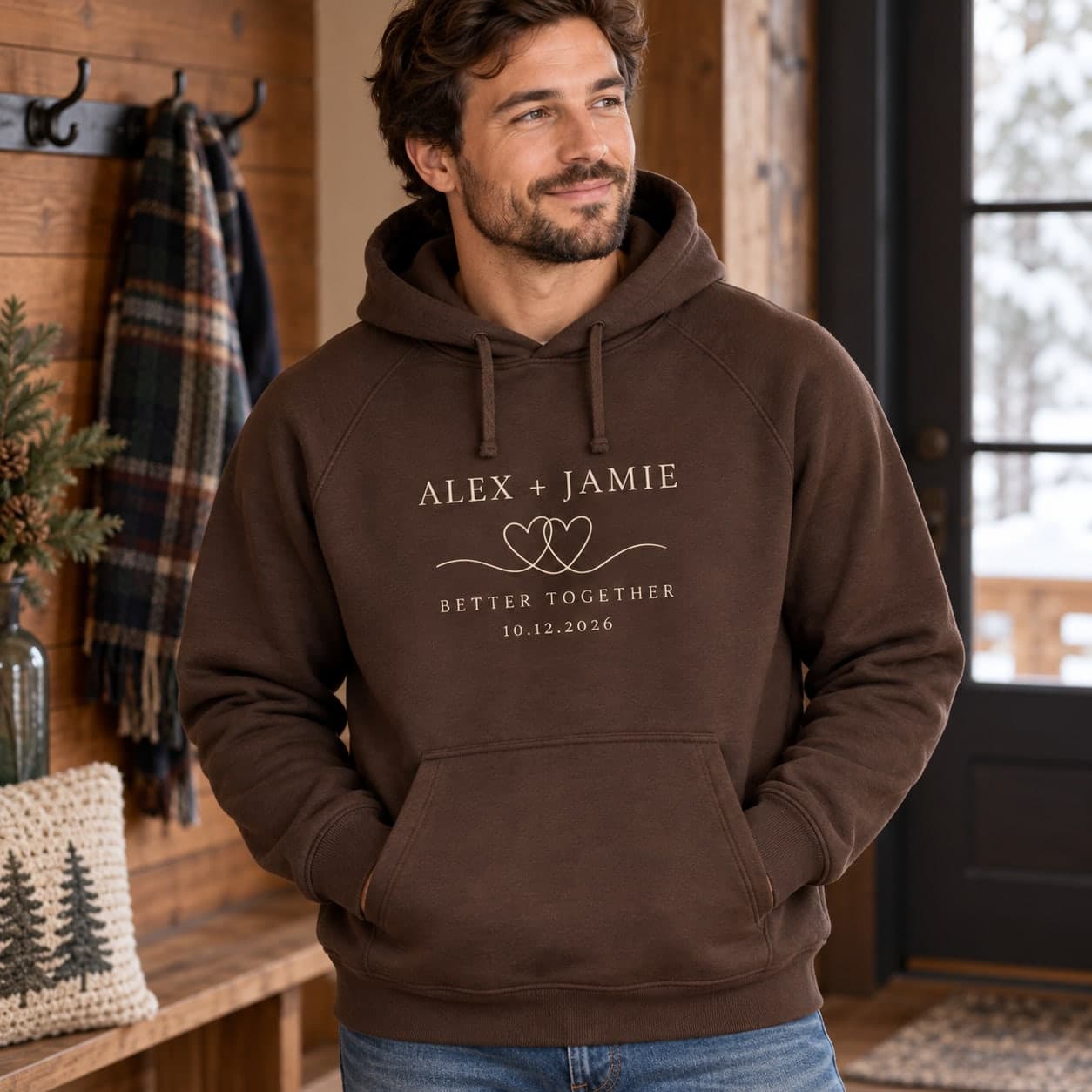 Custom Organic Cotton Raglan Hoodie with Your Photo or Text