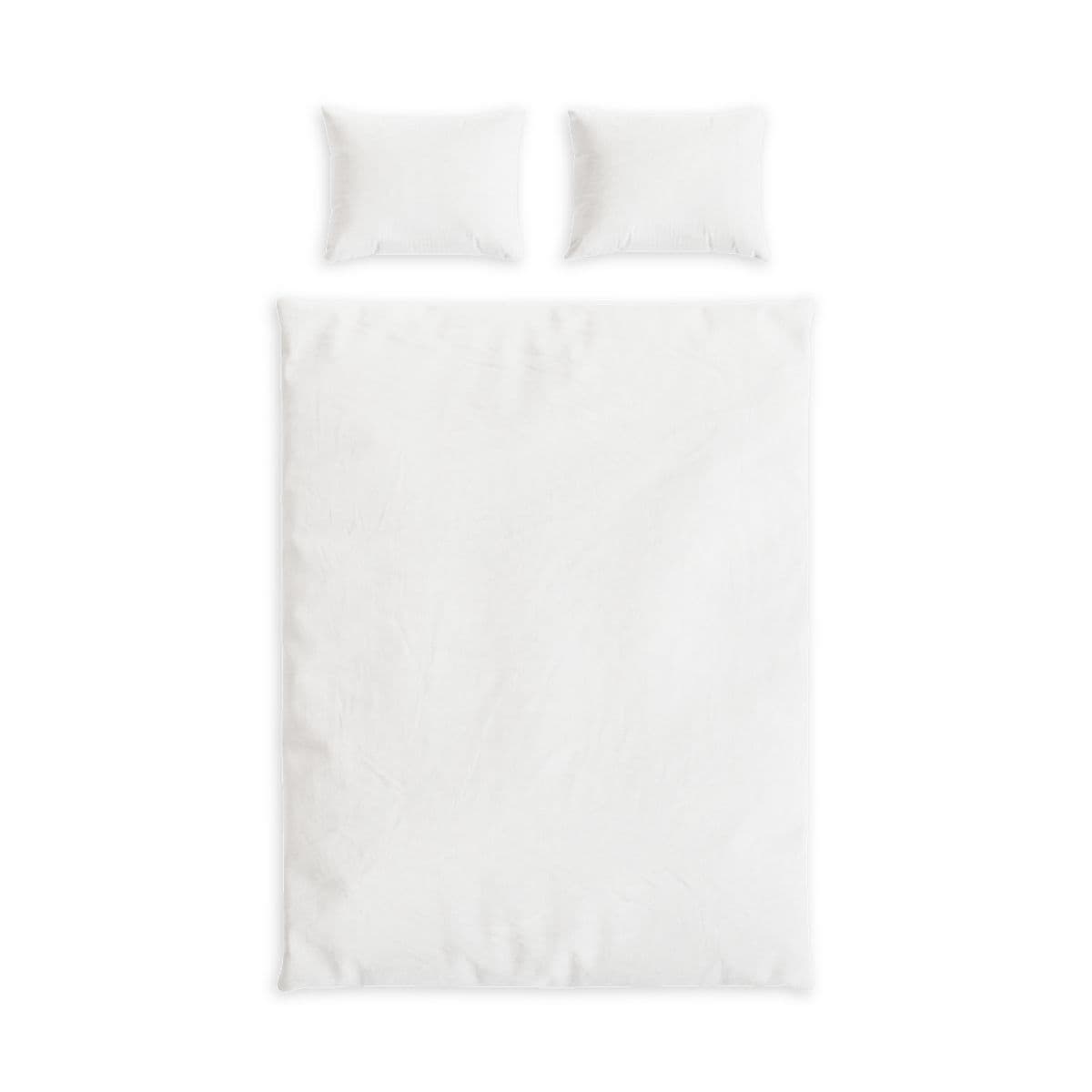 Plain white cotton bed set, front view