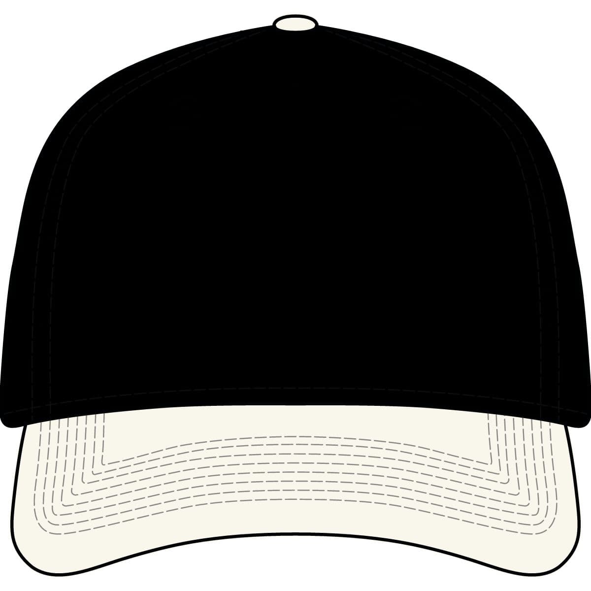 Plain black / natural class two-tone cap, front view