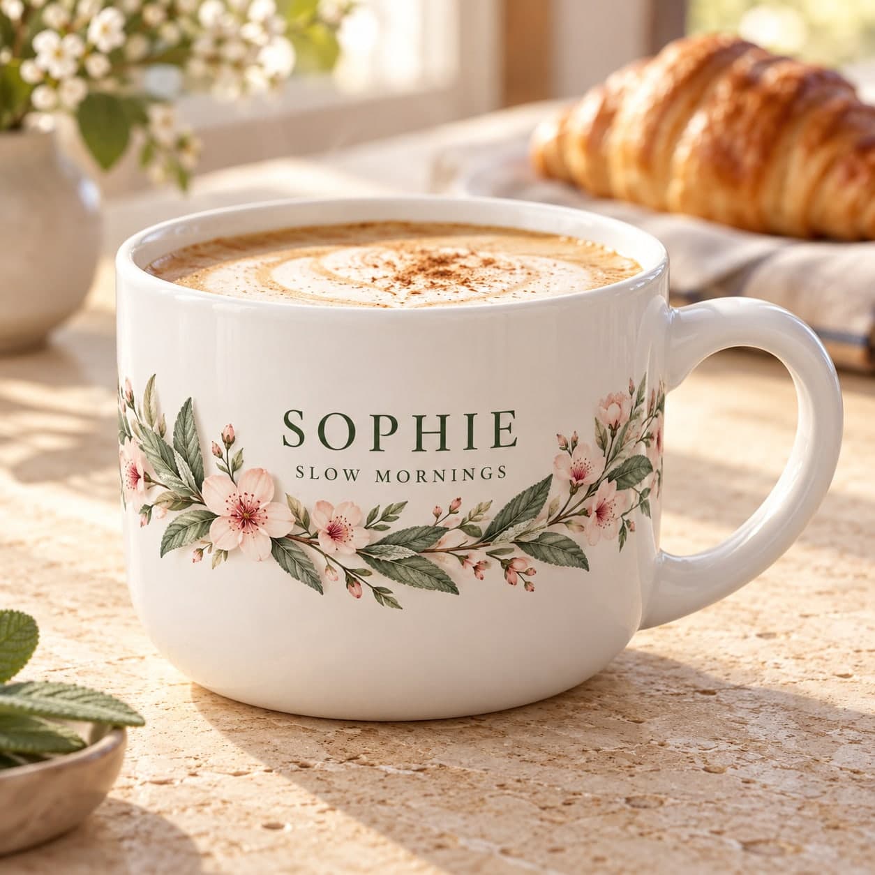 Custom Large 25 oz White Ceramic Latte Mug with Your Photo or Text