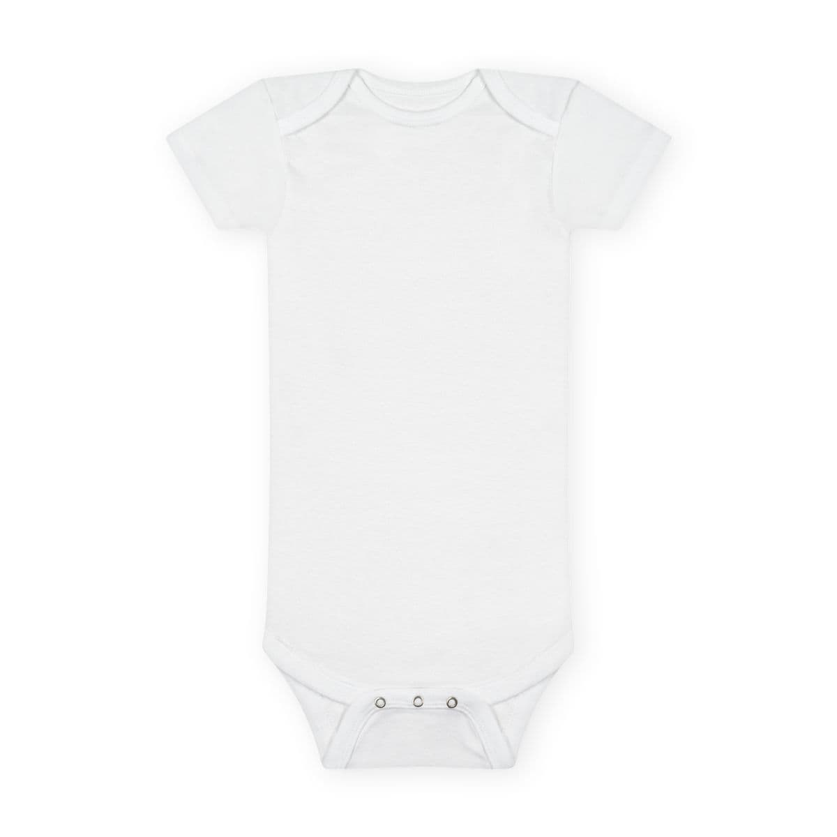 Plain white onesie® organic baby bodysuit, front view