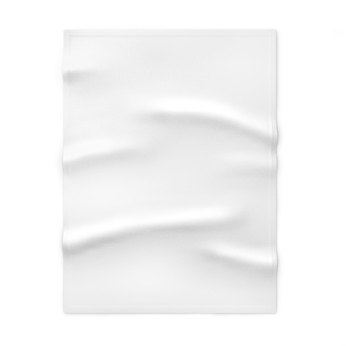Plain white soft fleece baby blanket, front view