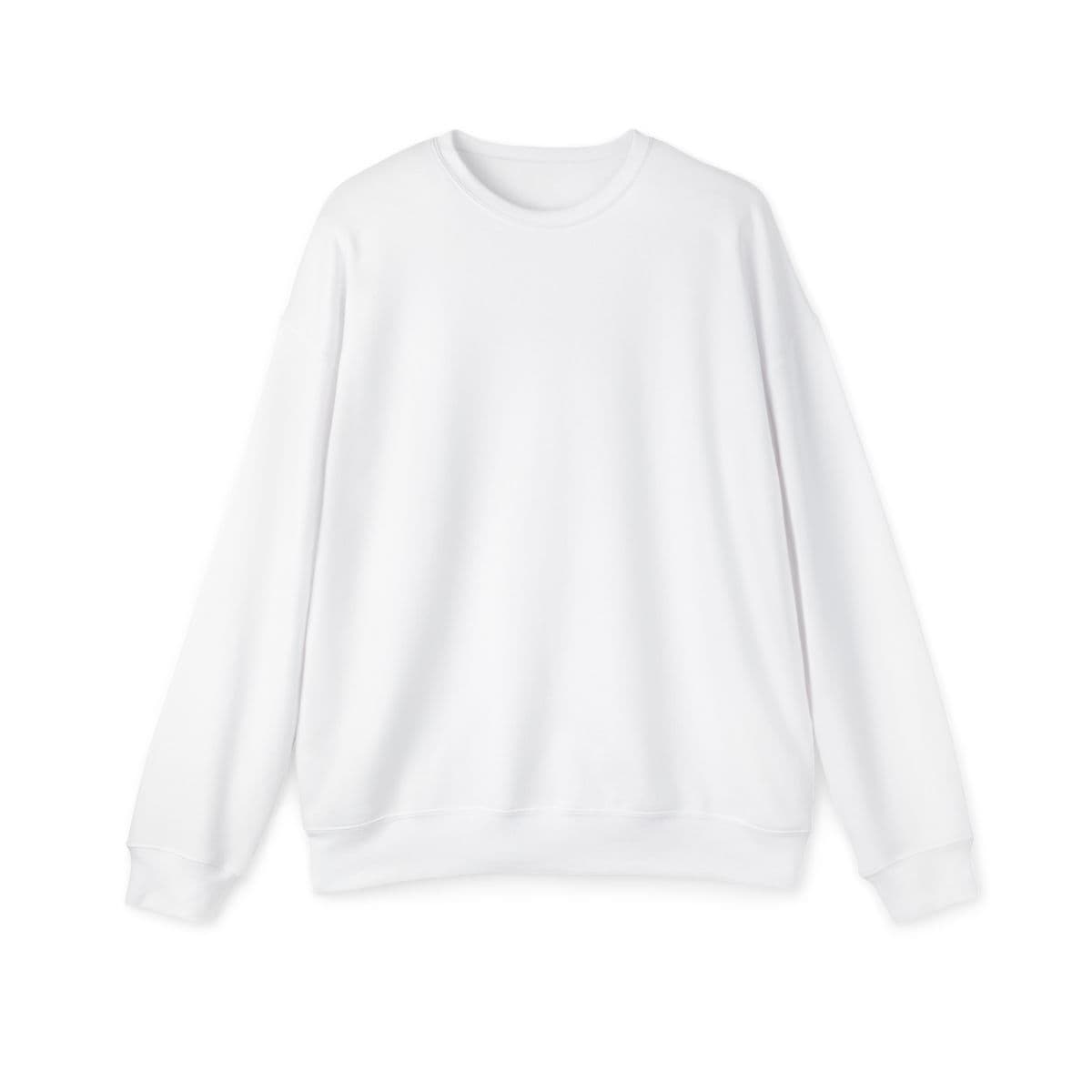 Plain white unisex drop shoulder sweatshirt, front view