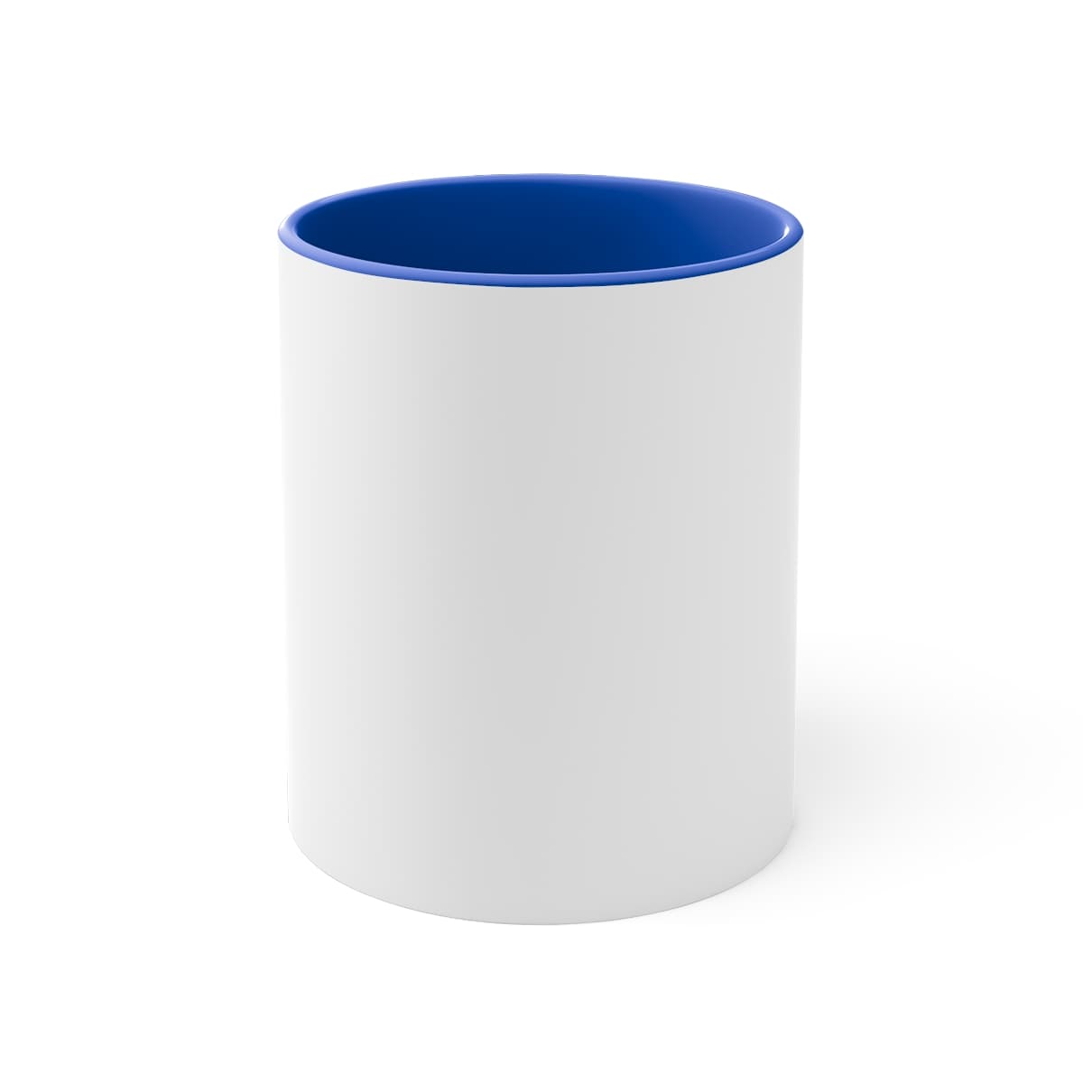 Plain blue 11oz accent mug, front view