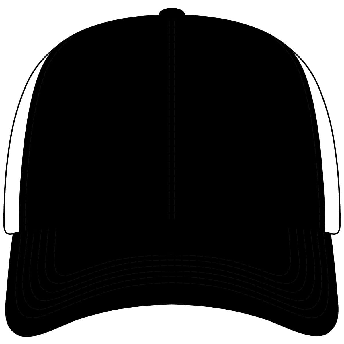 Plain black/ white mesh-back cap, front view